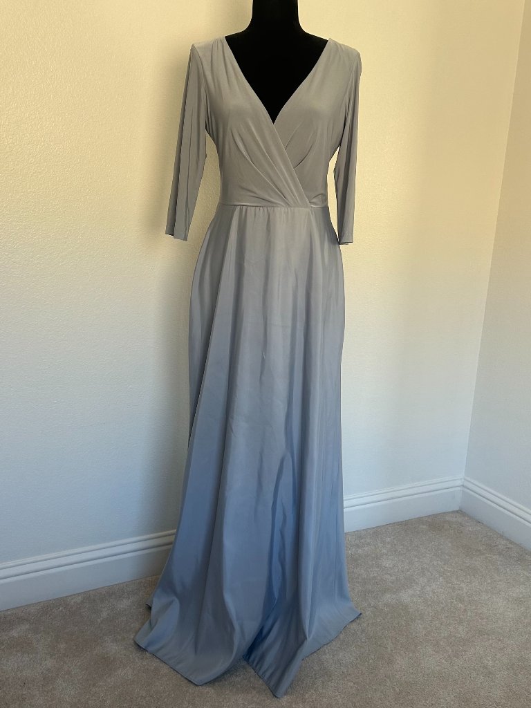 Alfred Sung Dessy Grey Mist Jersey Mikado Gown D736 10